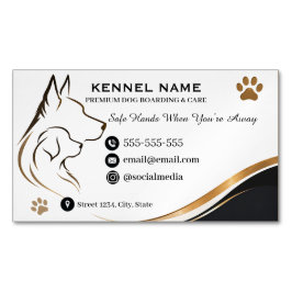 Tarjeta De Visita Magnética Jaula para Perros de Lujo Onda Dorada Elegante Per