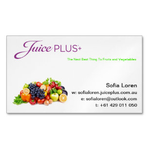 Tarjeta De Visita Magnética JP+ Logotipo púrpura del cuenco de fruta del imá