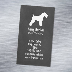 Tarjeta De Visita Magnética Kerry Blue Terrier Silhouette Chalkboard Style