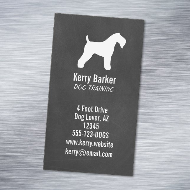Tarjeta De Visita Magnética Kerry Blue Terrier Silhouette Chalkboard Style (Subido por el creador)