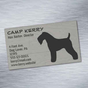 Tarjeta De Visita Magnética Kerry Blue Terrier Silhouette Wood Grain Style
