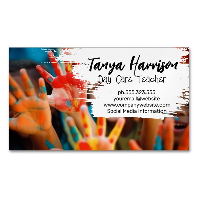 Tarjeta De Visita Magnética Kids Hand Painting | Arts Crafts (Anverso)