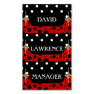 TARJETA DE VISITA MAGNÉTICA LA POLKA BLANCA NEGRA ROJA PONE AL ADMINISTRADOR M