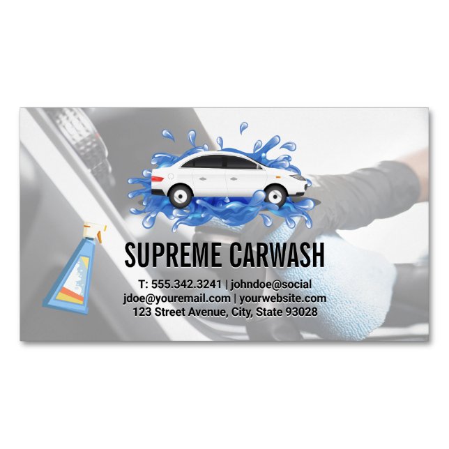 Tarjeta De Visita Magnética Lavado de coches | Desactivación automática de la  (Anverso)