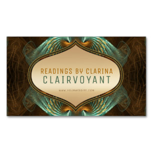 Tarjeta De Visita Magnética Lecturas Clarividentes de Arte Fractal Verde Acuát