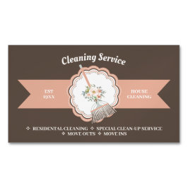 Tarjeta De Visita Magnética Limpieza de Brown Janitorial Caligrafía Servicio d