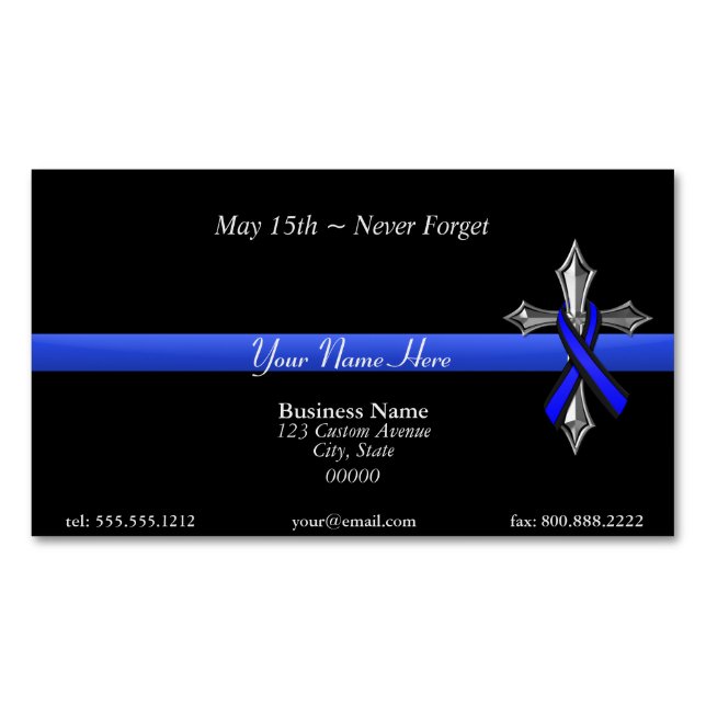 Tarjeta De Visita Magnética Línea Azul delgada (Anverso)