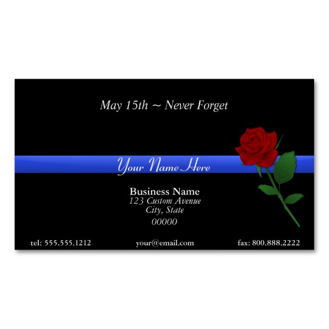 Tarjeta De Visita Magnética Línea Azul delgada (Anverso)