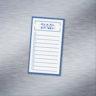 Tarjeta De Visita Magnética Lista de tareas pendientes de monograma Dad Blue 2