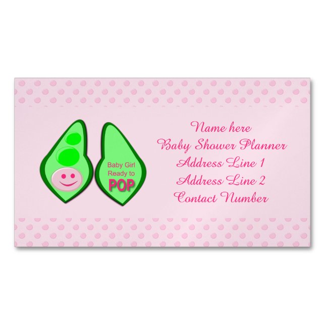 Tarjeta De Visita Magnética Listo para despedirse de la bebé Personalizado ros (Anverso)