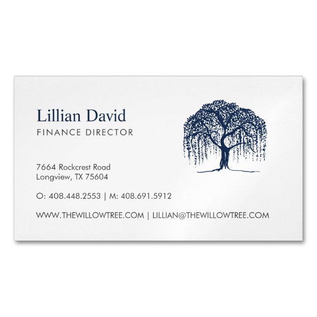 Tarjeta De Visita Magnética Logo de Blue Willow Tree (Anverso)