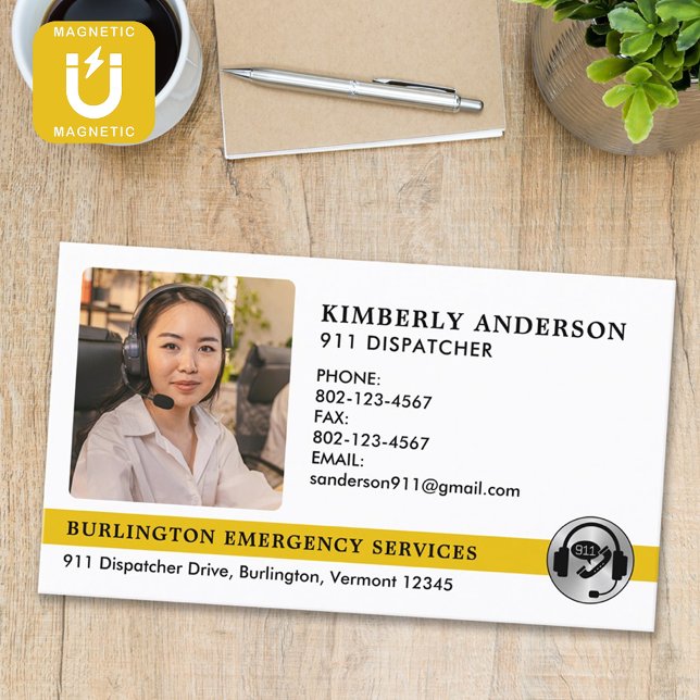 Tarjeta De Visita Magnética Logo de fotos de incendios de la policía de emerge (Subido por el creador)