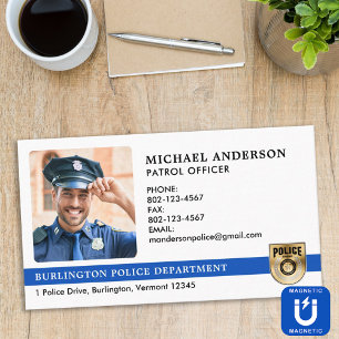 Tarjeta De Visita Magnética Logo de fotos de oficiales de policía Personalizad
