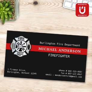 Tarjeta De Visita Magnética Logo de la Línea Roja de la estación de bomberos p