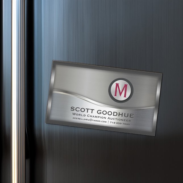 Tarjeta De Visita Magnética LOGO de monograma Metalizado negro y plateado mode (Subido por el creador)