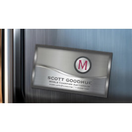 Tarjeta De Visita Magnética LOGO de monograma Metalizado negro y plateado mode