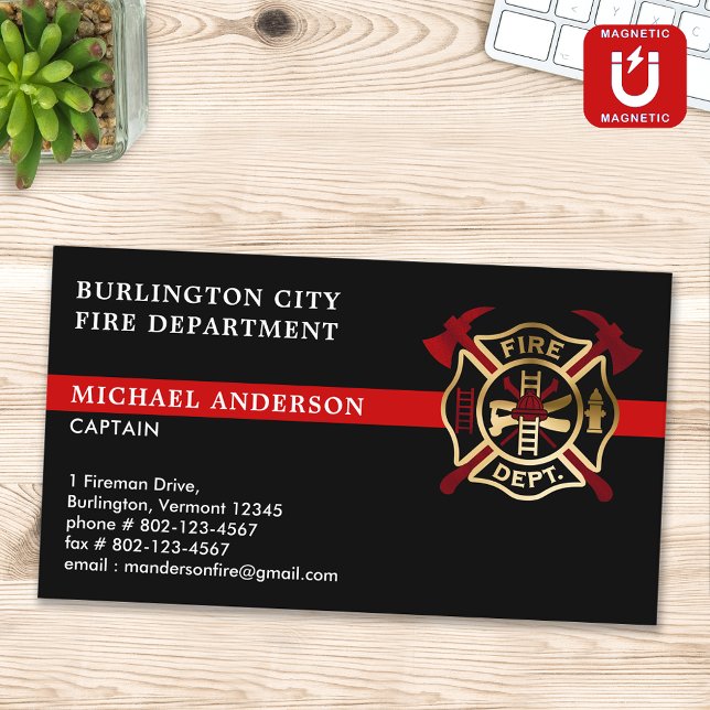Tarjeta De Visita Magnética Logo de Personalizado de bomberos Departamento de  (Subido por el creador)