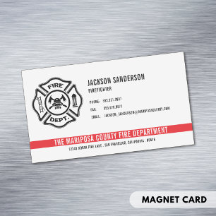 Tarjeta De Visita Magnética Logo del Departamento Personalizado de Bomberos