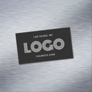 Tarjeta De Visita Magnética Logo rectangular moderno negro y blanco