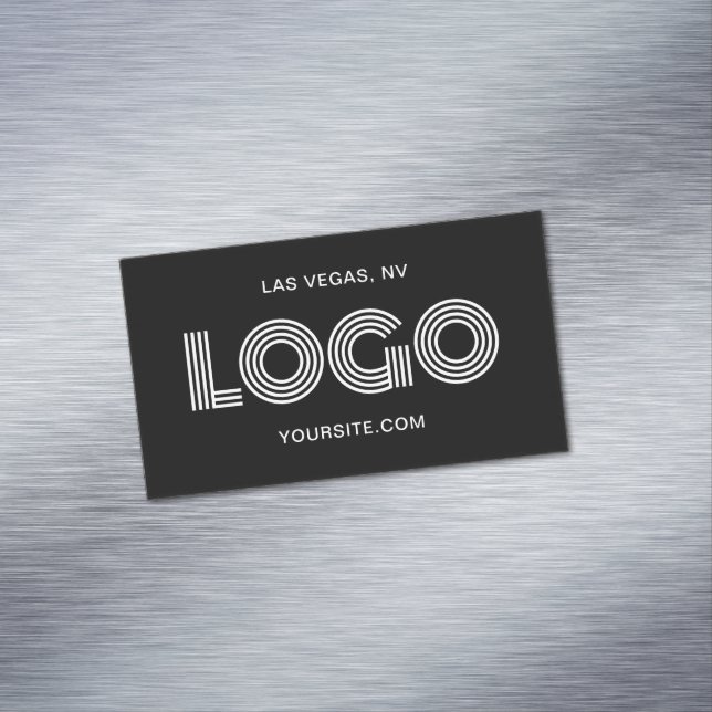 Tarjeta De Visita Magnética Logo rectangular moderno negro y blanco (In Situ)