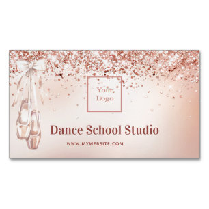 Tarjeta De Visita Magnética Logo rosa rosa de la escuela de danza