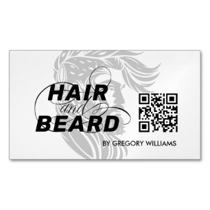 Tarjeta De Visita Magnética Logotipo de cabello Código Q de cabello y barba