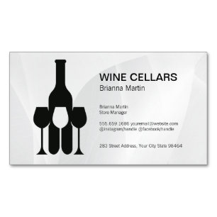 Tarjeta De Visita Magnética Logotipo de Cata de Vino   Botella   Vasos