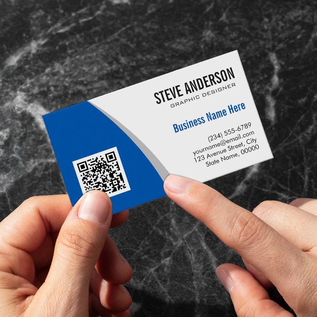 Tarjeta De Visita Magnética Logotipo de código QR corporativo - Azul moderno d (Subido por el creador)