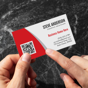 Tarjeta De Visita Magnética Logotipo de código QR corporativo - Rojo caliente