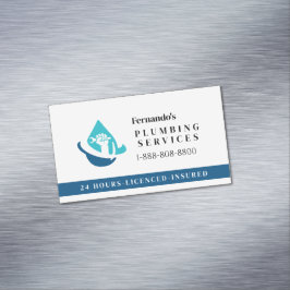 Tarjeta De Visita Magnética Logotipo de Empresa de Servicio de Fontanería Prof