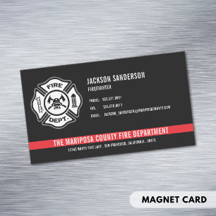 Tarjeta De Visita Magnética Logotipo de línea roja del departamento de bombero