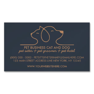 Tarjeta De Visita Magnética Logotipo de línea simple de veterinaria de mascota