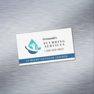 Tarjeta De Visita Magnética Logotipo de negocio de servicio de fontanería prof