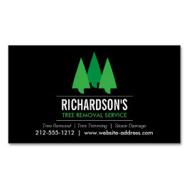 Tarjeta De Visita Magnética Logotipo del servicio de árbol negrita Verde/Negro