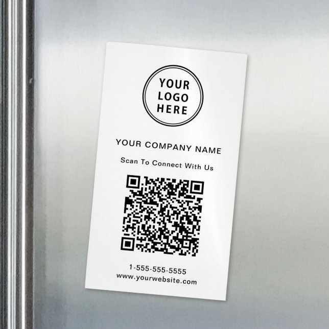Tarjeta De Visita Magnética Logotipo moderno Cree su código QR (Capture attention, make connections, and leave a lasting impression with our QR code business magnet)