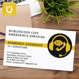 Tarjeta De Visita Magnética Logotipo profesional de Dispatcher 911 Emergency P