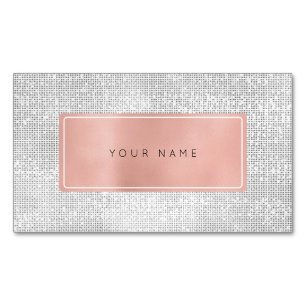 Tarjeta De Visita Magnética Logotipo rectangular metálico de plata rosa dorada