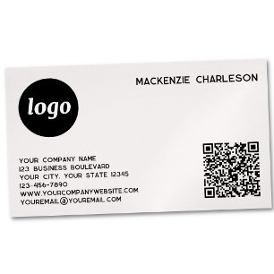 Tarjeta De Visita Magnética Logotipo simple y código QR rosa rubor