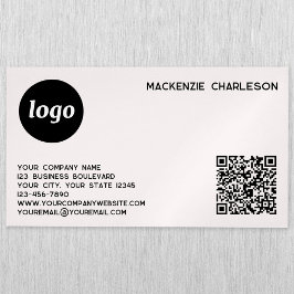 Tarjeta De Visita Magnética Logotipo simple y código QR rosa rubor