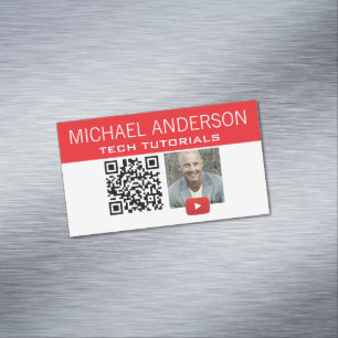 Tarjeta De Visita Magnética Logotipo y código QR del canal de YouTube YouTub
