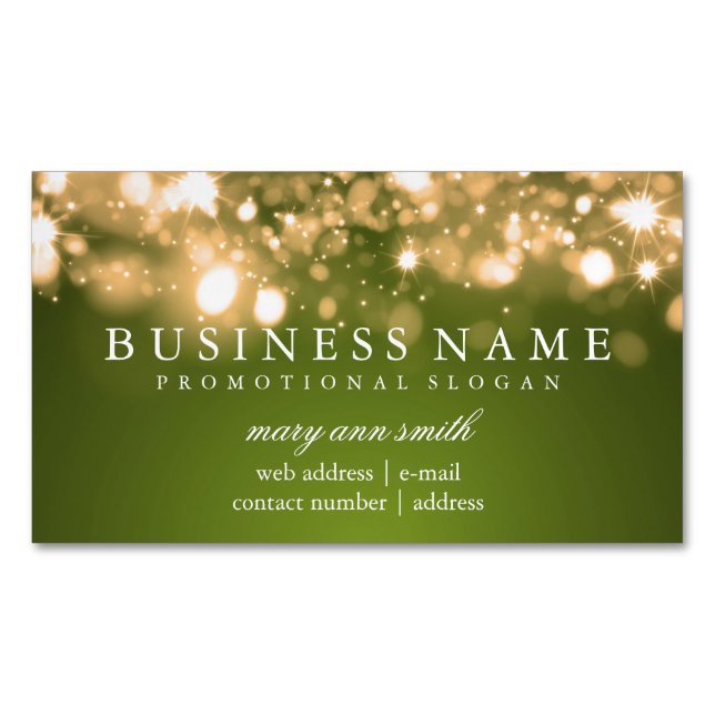 Tarjeta De Visita Magnética Luces profesionales elegantes de la chispa del oro (Anverso)