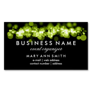 Tarjeta De Visita Magnética Luces verdes profesionales elegantes de Bokeh
