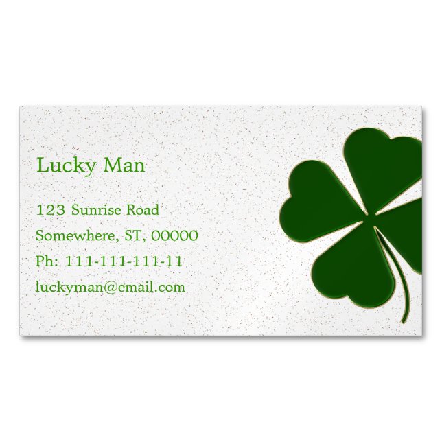 Tarjeta De Visita Magnética Lucky Clover | Floral (Anverso)