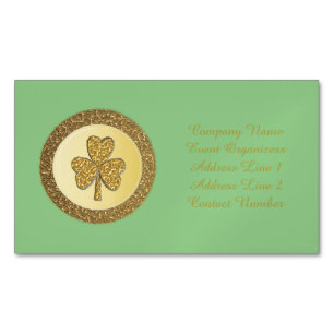 Tarjeta De Visita Magnética Lucky Irish Shamrock Gold Coin Personalizado