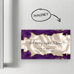 Tarjeta De Visita Magnética Lujo de oro con brillo de ágata púrpura y marfil