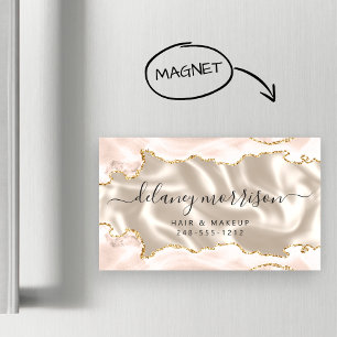 Tarjeta De Visita Magnética Lujo Marfil Ágata Dorado Brillo