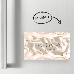 Tarjeta De Visita Magnética Lujo Marfil Ágata Dorado Brillo