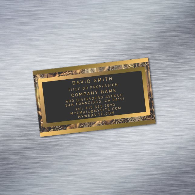 Tarjeta De Visita Magnética Lujo único Wood Gold (In Situ)