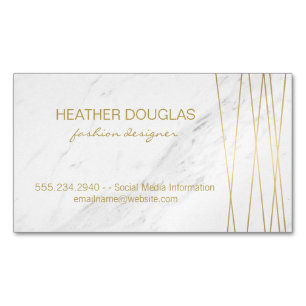 Tarjeta De Visita Magnética Lux Lux Moderno de Oro con Mármol