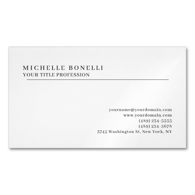 Tarjeta De Visita Magnética Luxury Linen Classical Plain Professional (Anverso)